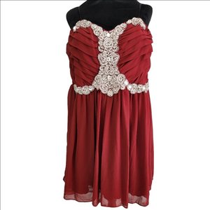 NWT City Triagles maroon size 14 Prom Dress strapless rhinestones